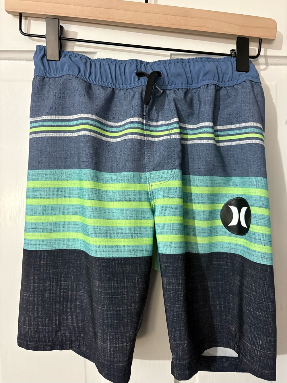 Hurley Light Blue Swim Trunks with Black Drawstring